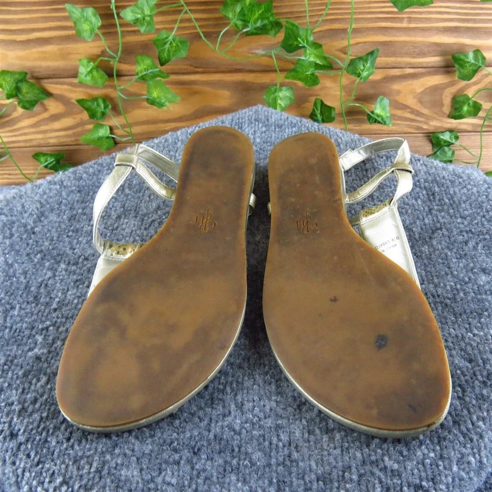 Cole Haan Women's  T-Strap‎ Gold Leather Sz 8.5 Medium Gently Used 2025